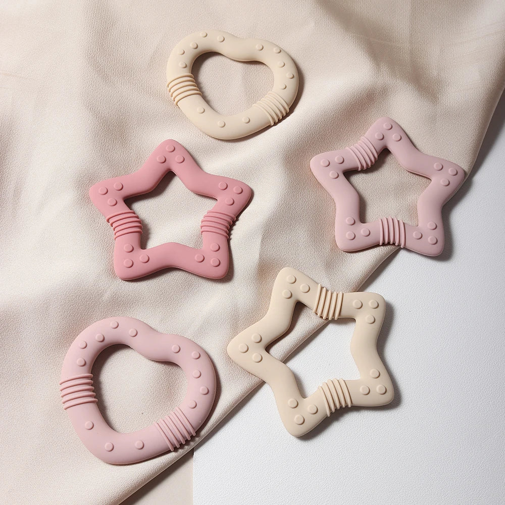 Silicone Heart and Star Teether